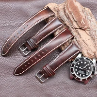 retro cowhide watch strap 20mm 22mm red brown dark coffee half arch discolour oil wax genuine leather watchband replacement belt
