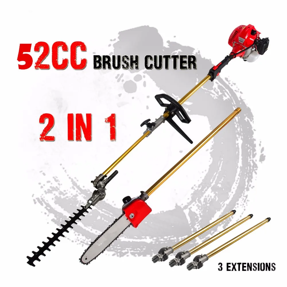 52cc Long Reach Pole Chainsaw Hedge Trimmer Brush Cutter Whipper Snipper Pruner Line Tree with 3 extend pole