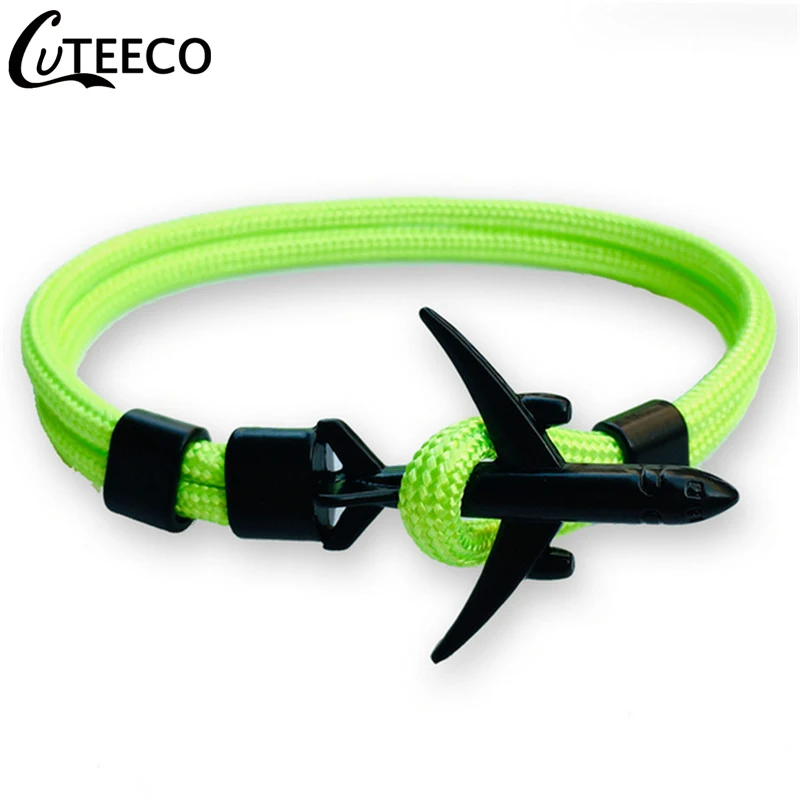 AJ3136-9 CUTEECO, высокое качество, браслеты для мужчин, Паракорд, якорь, браслеты из нержавеющей стали, Pulseira Masculina Feminina, ювелирные изделия для мужчин, обёрточная бумага - Окраска металла: AJ3136-9