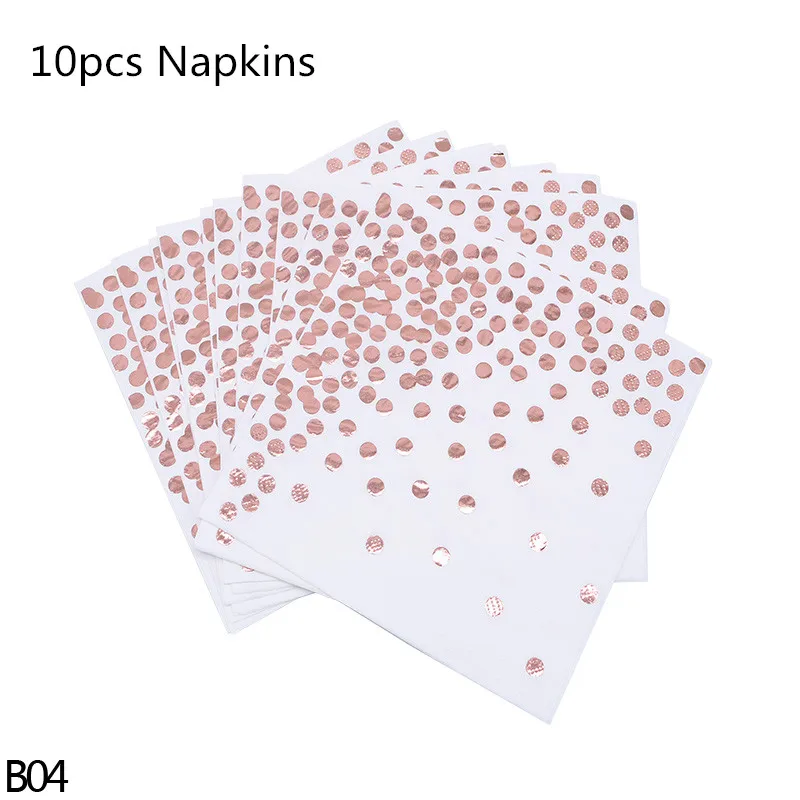 10pcs Napkins 8/10 шт. розовое золото одноразовая посуда тарелка салфетки под чашки звезда Baby Shower одежда для свадьбы, дня рождения украшения свадебные принадлежности - Цвет: 10pcs Napkins