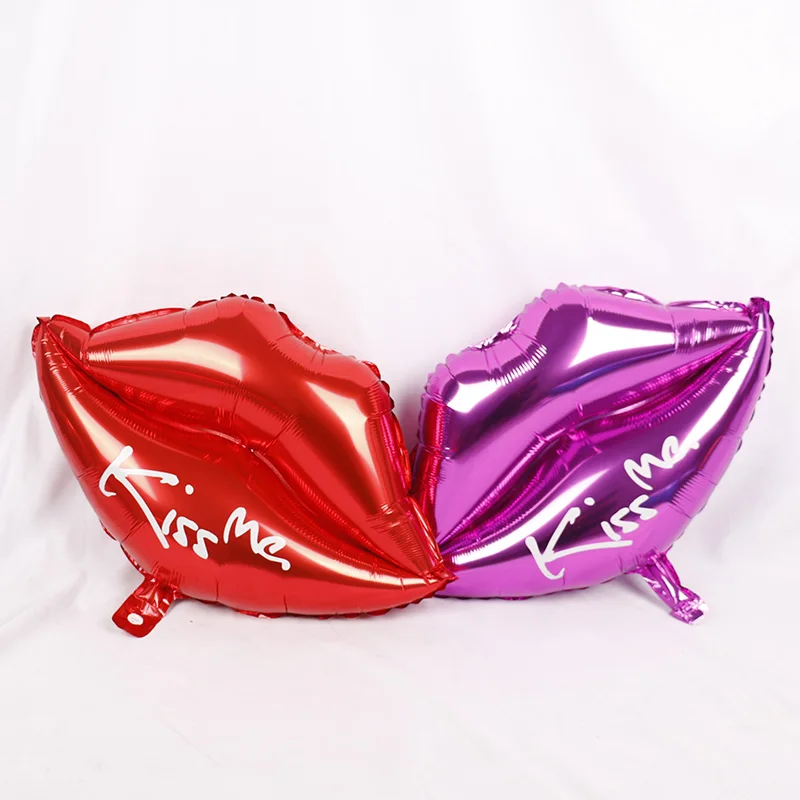 

1set Giant Lipstick Bridal Shower Foil Balloons Kiss Me Mouth Wedding Helium Balls Spa Party Decorations Adult air globo toys