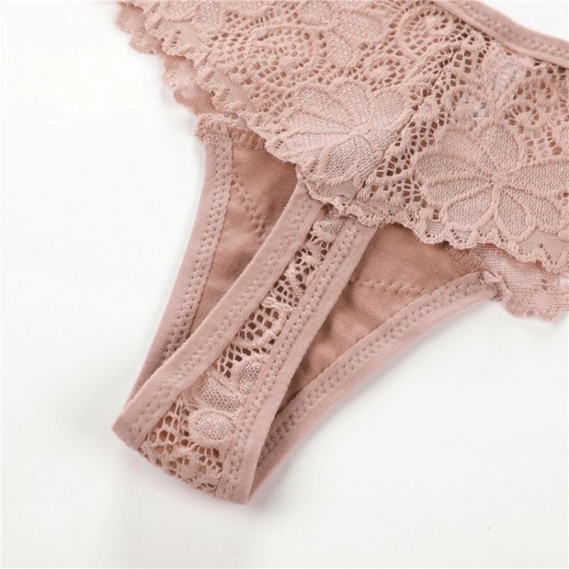 

Amazing Sexy Women's Panty Lace Embroidery Underwear Women Hollow Out Breathable Female T-back Thong Floral Transparent Briefs