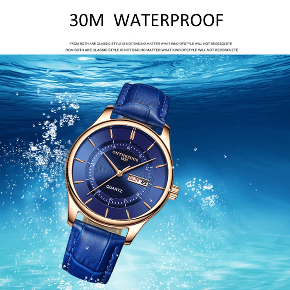 hot fashion mans quartz auto date wristwatch brand waterproof leather watches for men casual rose gold watch for male 2021 new free global shipping