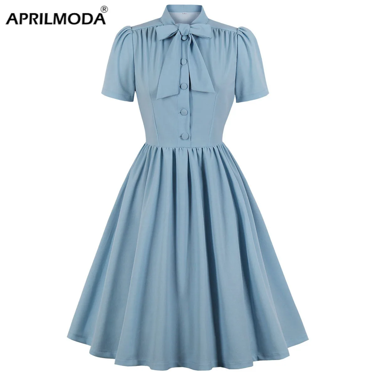 

Elegant Summer Office Party Dress Retro Solid Color Hepburn Vintage 50s 60s Pin Up Rockabilly Robe 2022 Tunic Midi Sundress