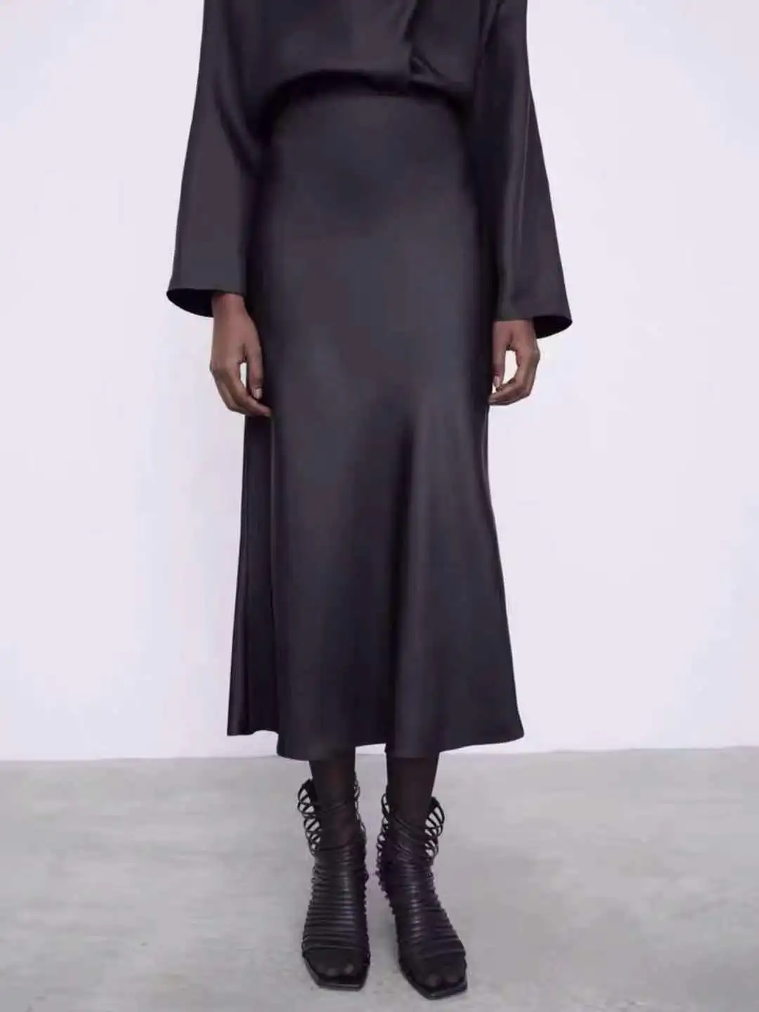 

Женская юбка 100% Шелковая атласная юбка-годе Женская юбка с высокой талией летняя юбка-трапеция средней длины и бедра