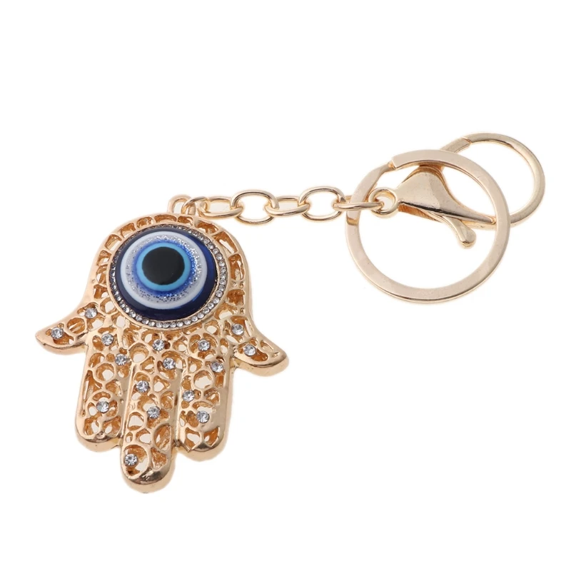 

Lucky Hamsa Hand Evil Eye Pendant Handbag Purse Keychain Keyring Keyfob Jewelry