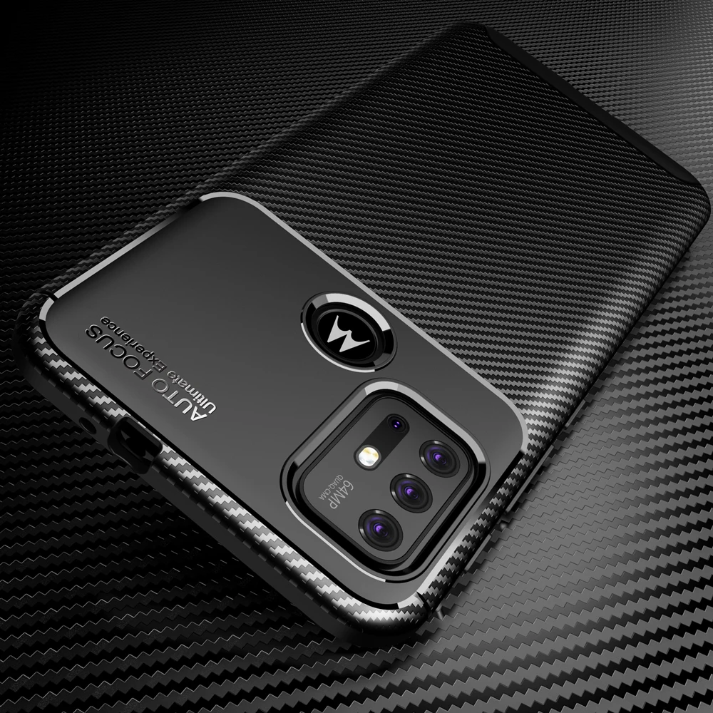 for motorola moto g play 2021 g9 g8 e7 rola one fusion edge plus luxury shockproof tpu cover carbon fiber silicone phone case free global shipping