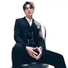 Costume 3 pièces Slim à revers noir pour hommes, à la mode, avec bouton unique, Style britannique, beaux vêtements pour jeunes, nouvelle collection 2022  (3)