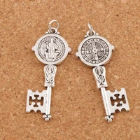100pcs saint benedict medal cross cristo redentor key spacer charm beads pendants t1686 16 5x41mm