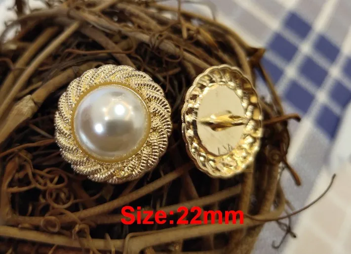 NO2 Size 22mm Новинка, 10 шт., Высококачественная модная куртка с золотыми металлическими жемчужинами, пальто на пуговицах, рубашка на пуговицах, Размер 17 мм, 22 мм, по всему миру - Цвет: NO2 Size 22mm