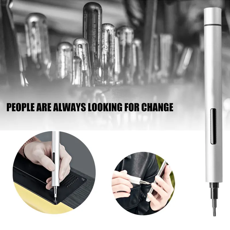 

Electric Screwdriver Cordless Battery Powered Repairing Tools Kit with LED Light In Stock