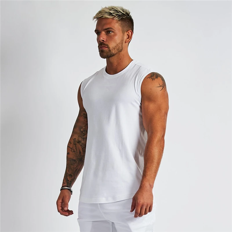 

Compression Sleeveless Shirt Fitness Tank Top Mens Cotton Gym Clothing Bodybuilding Stringer Tanktop Muscle Singlet Workout Vest