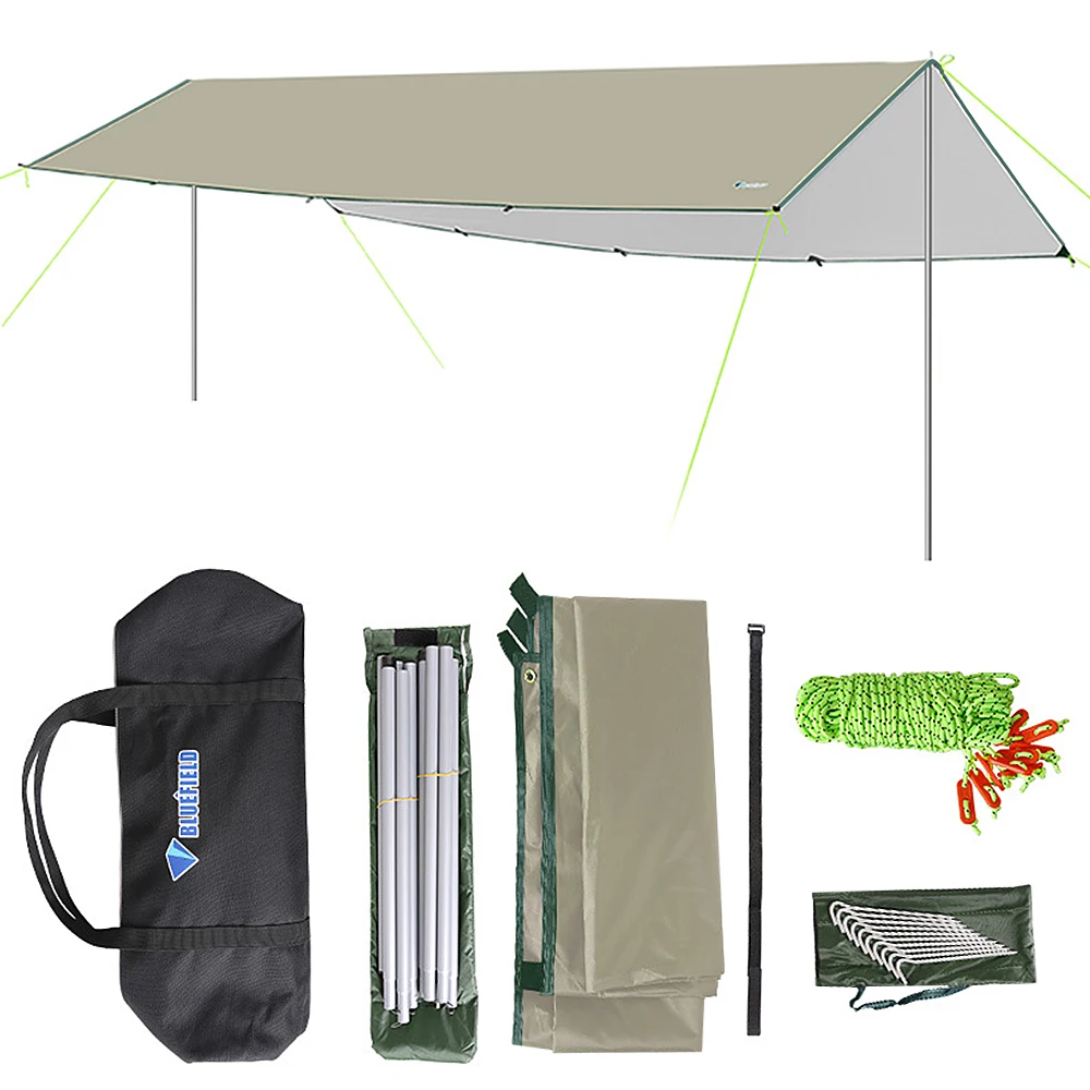 

Тент для кемпинга водонепроницаемый тент с полюсом складной навес Сверхлегкий пляжный солнцезащитный тент походный тент для выживания