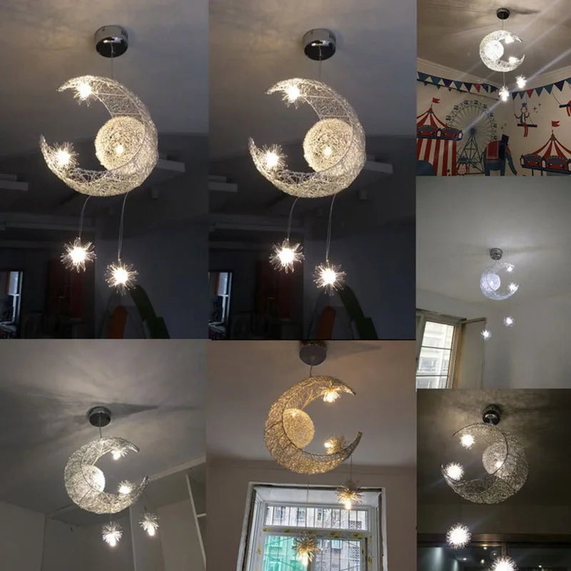 Современные подвесные потолочные светильники Луна Звезда Люстра для детской