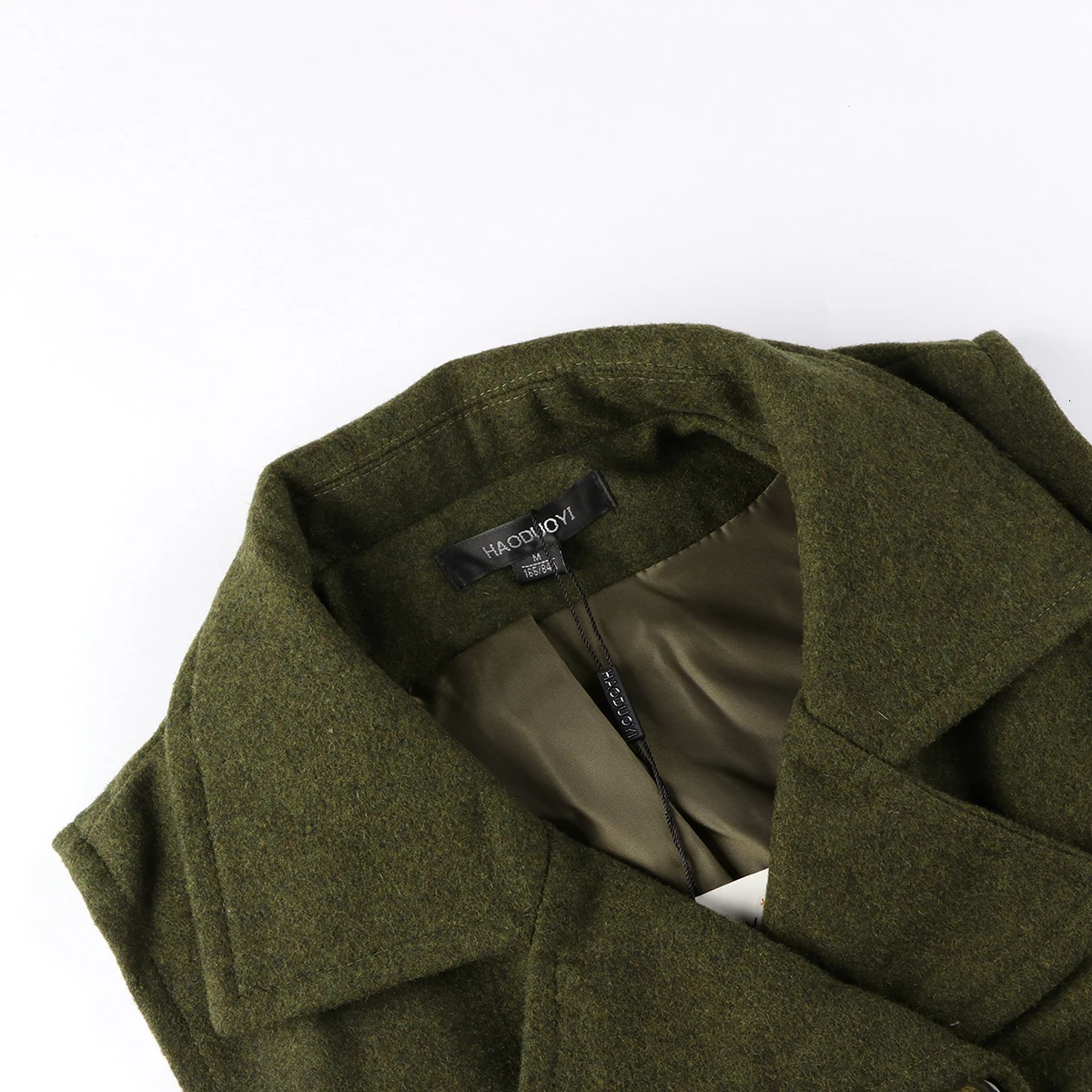 HDY Haoduoyi Vests Autumn New Lady Style Female Army Green Turn-down Collar Double Breasted Pocket Women Long Casual