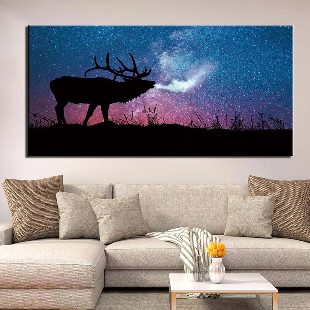 

1 Panel Home Decor Canvas Painting Animal Deer Sky Night Wall Art Picture Canvas Prints Modern Wall Pictures For Living Room