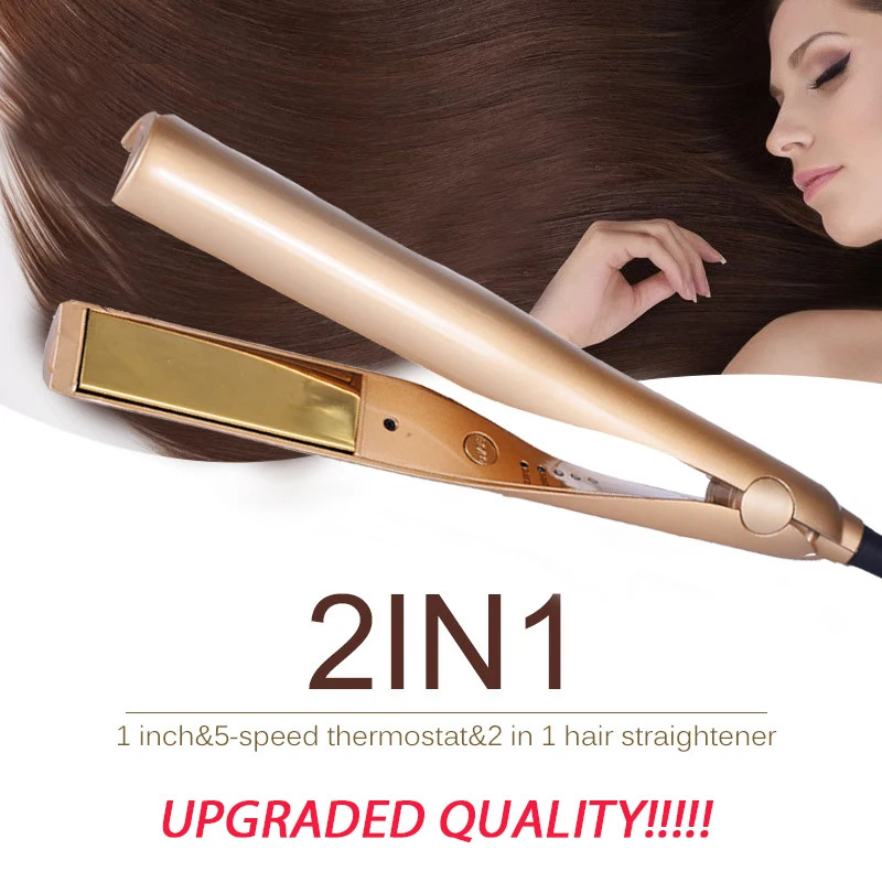 

Negative Ions Twist Straightening Curling Iron 2 in 1 Hair Straightener and Curler Professional Flat Iron Hair Curling Iron