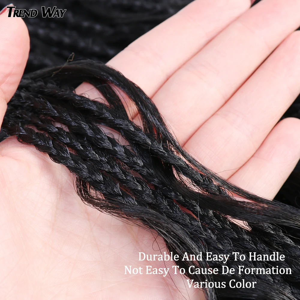 

Twend Way 24InchRiver Box Braids Synthetic Hair Extensions Messy Goddess Bohemian Box Braids With Curly Ends Ombre Crochet Braid