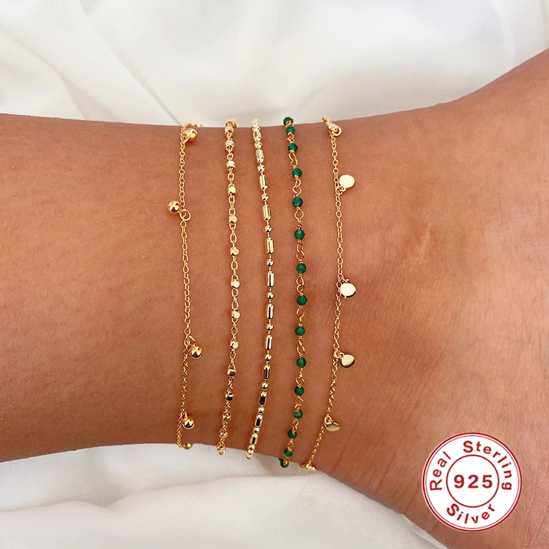 

Canner Fashion S925 Sterling Silver Pulseras Foot Anklets For Women Lovers' Valentine's Day Ankle Bracelets Jewelry 2020