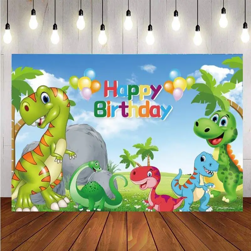 

Фон для фотосъемки с изображением динозавра для мальчиков, вечеринки в честь Дня рождения ребенка, фон для фотостудии, Декор, баннер, реквизит