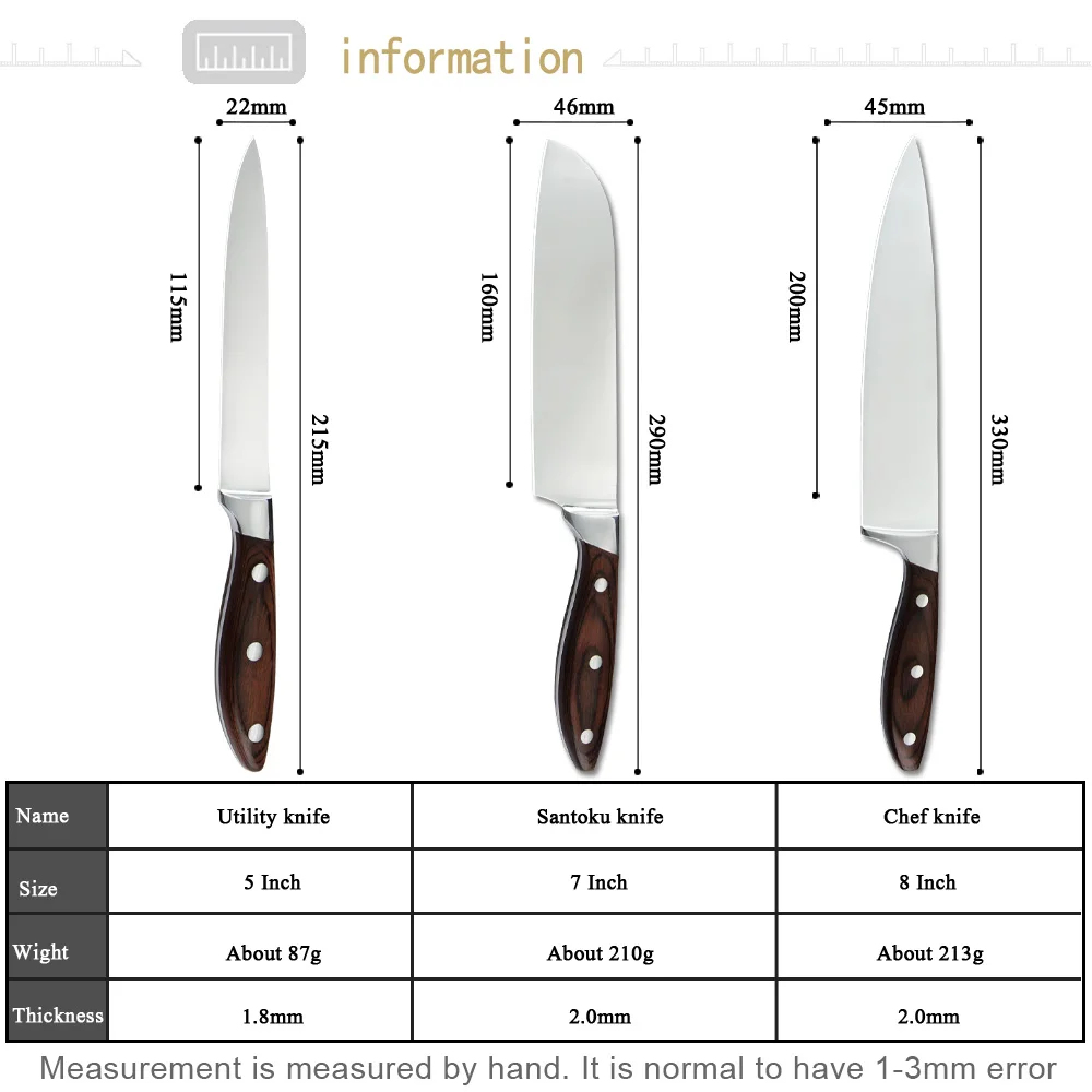 7Cr17mov кухонный нож из нержавеющей стали шеф повара Santoku набор универсальных ножей