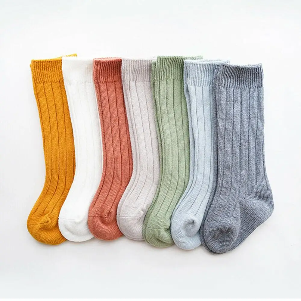 

Kids Baby Stockings Toddler Infant Girls Boys Solid Anti-Slip Knitted Long Stockings Cotton Knee Stockings