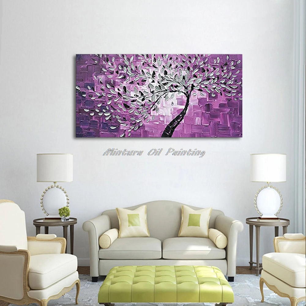 100% ручная роспись Современный домашний декор Настенная картина белый цветок