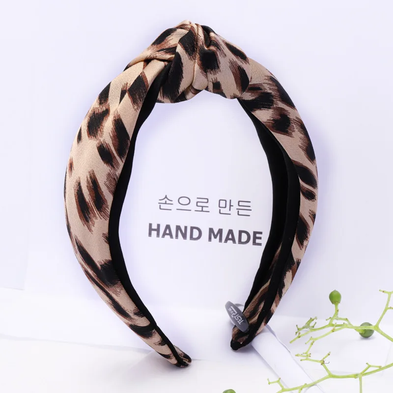 

Silk Leopard Knotted Headbands For Women Wide Hairbands Multi Color Korea Hair Accessories Girls Hair Band Dot Print Hairbans