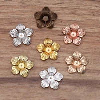 mibrow 20pcs vintage 7 colors 21mm copper flower bead caps flower filigree bead end caps for diy hair jewelry making findings