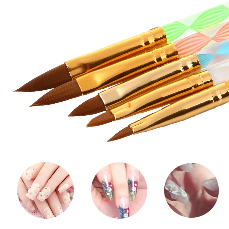 

New 5 Pieces Five Size High Quality Professional Acrylic Liquid For Nail Art Pen Brush UV Gel Nail Acrylic Powder