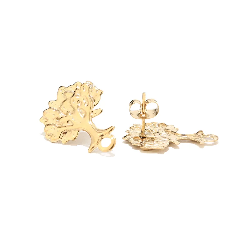 

10pcs/lot Stainless Steel Gold Tone 16*21mm Embossing Tree Earrings For DIY Jewelry Women Girls Earring Findings Making