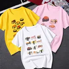 Футболка унисекс, с принтом суши, кошки и панды, для мальчиков 2-9 лет