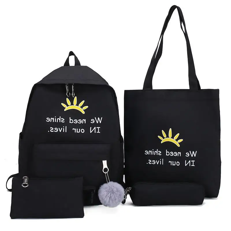 4 шт./компл. школьные сумки модные женские рюкзаки холщовые для девочек школьный