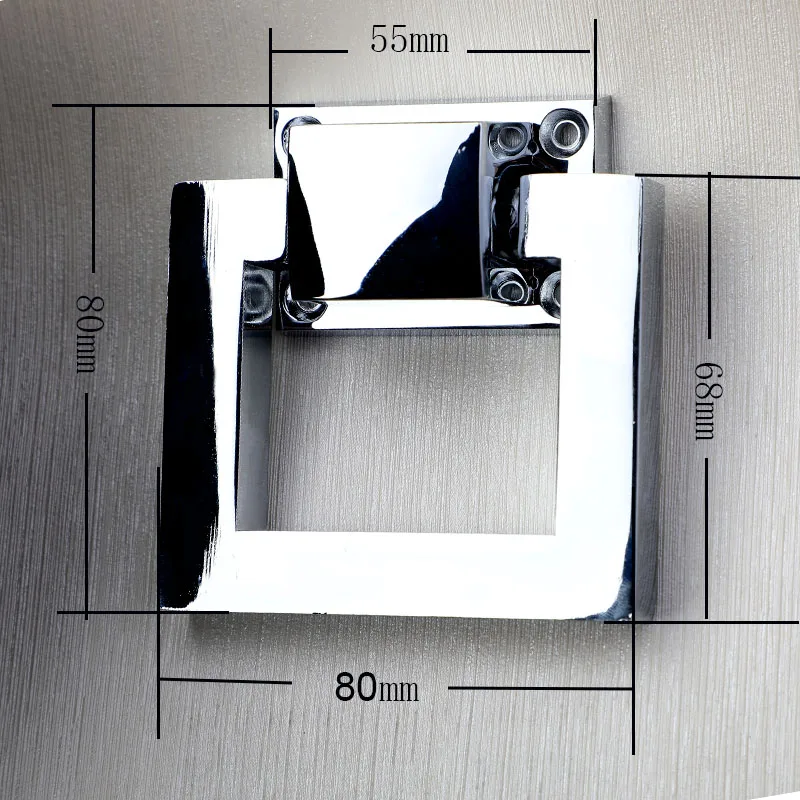 

80mm Solid modern simple bright chrome shiny silver square wooden door handle chair sofa back drop ring pull knob unfold install