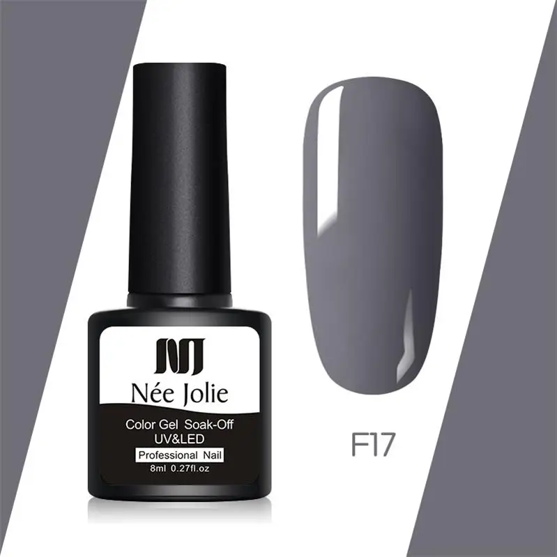 F17 NEE JOLIE, 58 цветов, 8 мл, Одноцветный Гель-лак для ногтей, серый, кофейный, красный, серия, светодиодный, требуется замачивание, УФ-Гель-лак - Цвет: F17