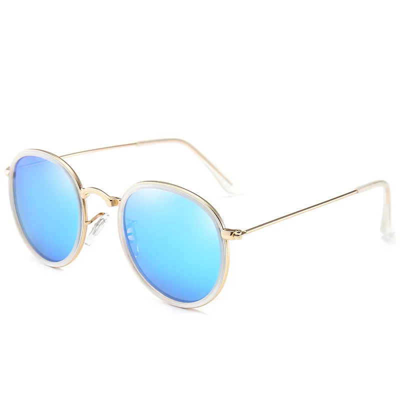 gold-mirror blue SIMPRECT, поляризационные женские солнцезащитные очки, rb, фирменный дизайн, круглые солнцезащитные очки, Ретро стиль, Ретро стиль, солнцезащитные очки, водительские Оттенки для женщин - Цвет линз: gold-mirror blue