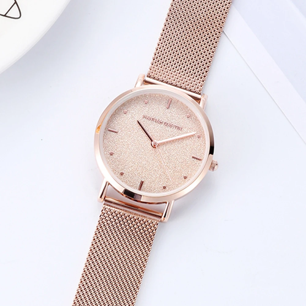 Женские кварцевые часы из нержавеющей стали цвета розового золота | Наручные