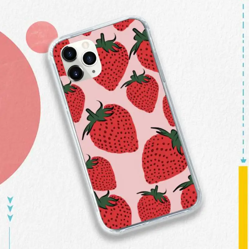 

Pink Cherries Cherry Strawberry food Phone Case for iPhone 11 12 pro XS MAX 8 7 6 6S Plus X 5S SE 2020 XR
