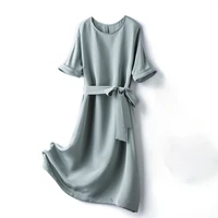 high quality summer dresses for women 2021 100 silk midi dress female elegant black dress casual vestido de mujer pph5104