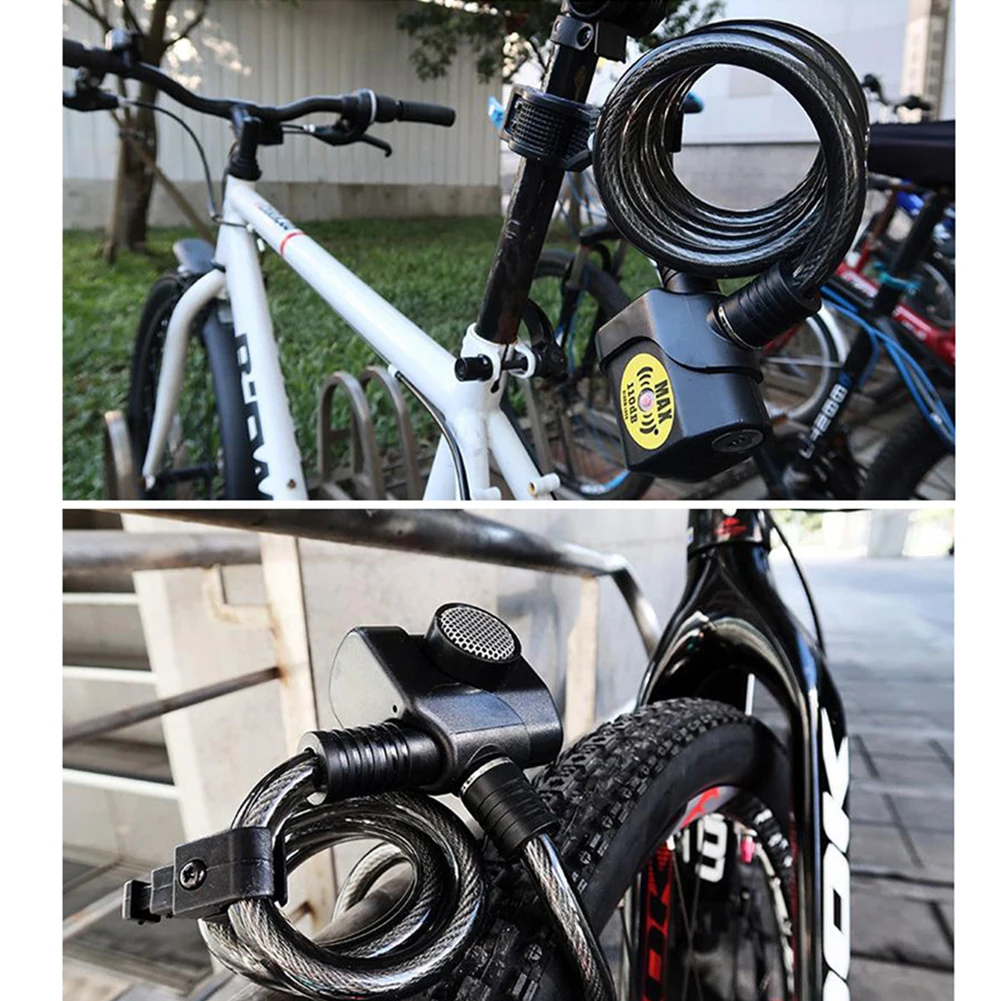 

Bike Lock 110dB Bicycle Electronic Alarm Lock Cycling Bike Steel Cable Padlock Anti-Theft Cycling Safe Wire Padlock