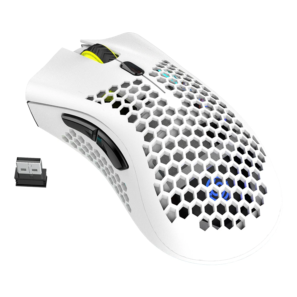 

2.4GHz Wireless Gaming Mouse 7 Button 1600 DPI Adjustable RGB Backlit Rechargeable Mouse Lightweight Honeycomb Shell Gamer Mice