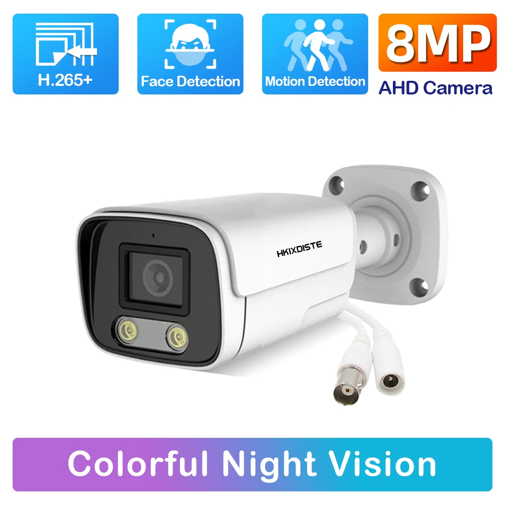 

Full Color Night Vision Security Camera 5MP IP66 Outdoor AHD CCTV Video Surveillance Camera HD 8MP Human Detection Bullet IP Cam