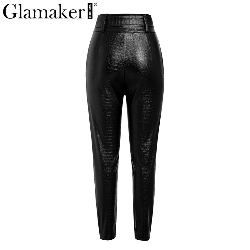 Glamaker, женские обтягивающие брюки и капри из искусственной кожи, уличная одежда, черные брюки, повседневные женские брюки с высокой талией, женские зимние штаны