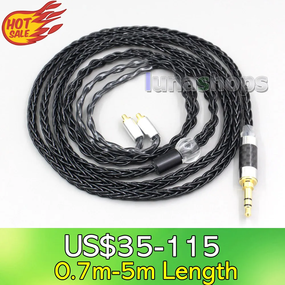 

LN006597 3.5mm 2.5mm 4.4mm XLR 8 Core Silver Plated OCC Black Earphone Cable For Dunu T5 Titan 3 T3 (Increase Length MMCX)