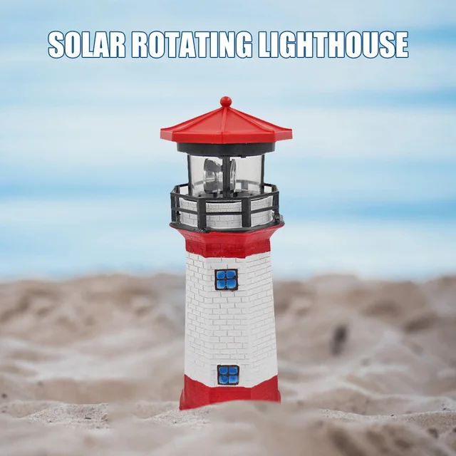 Lighthouse Shape Solar LED Light Garden Fence Yard Outdoor Decoration Smart Sensor Beacon Rotating Lamp Solar Light Landscape 2