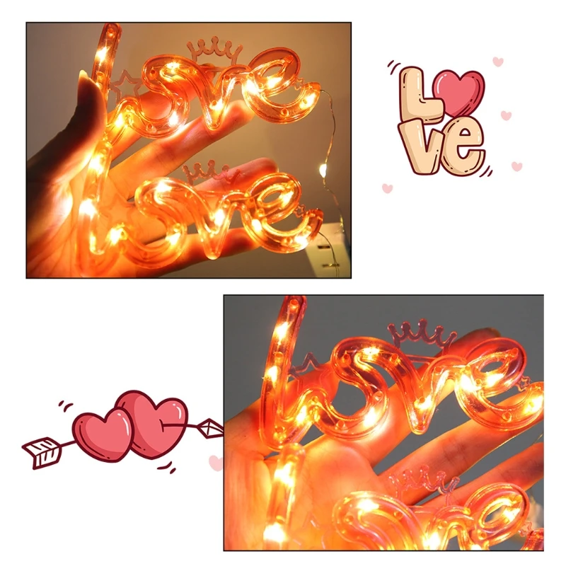 

5Pcs Love Letter Red LED Neon Wedding Valentine's Day Button Battery Powered 87HA