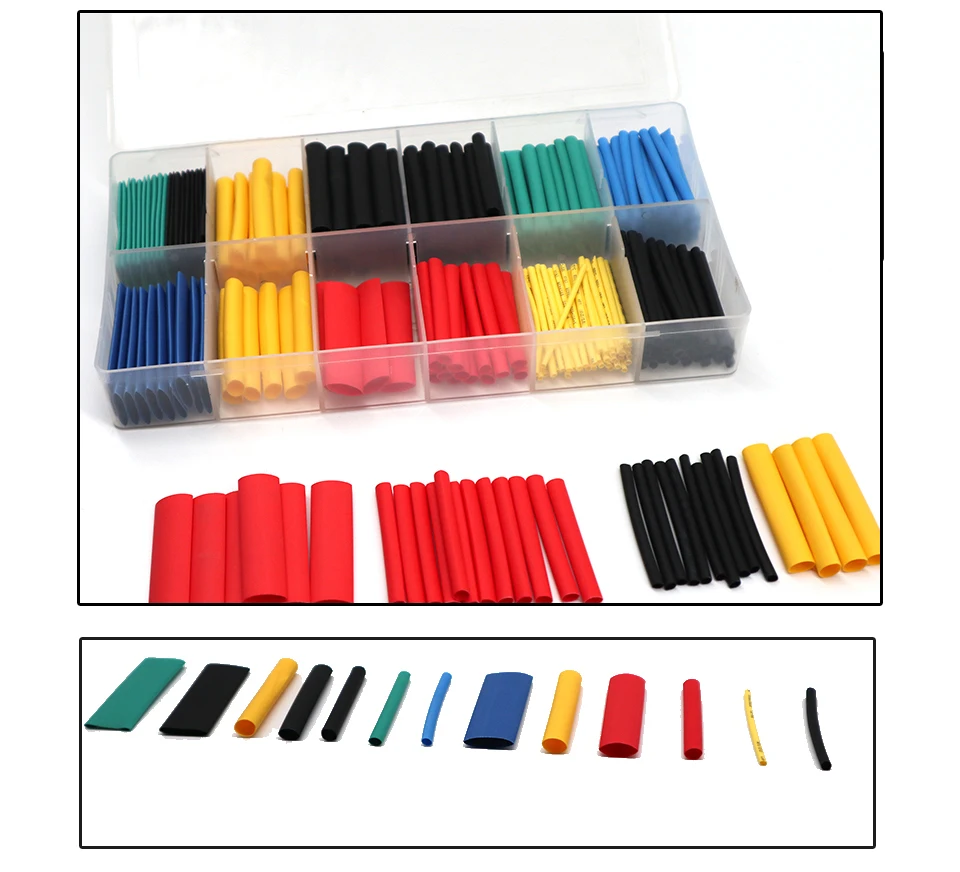 280PCS/127PCS/560PCS/530PCS Heat Shrink Tube Polyolefin Electrical Wrap Wire Cable Sleeves Tape Tubo Retail Data Wire Protect