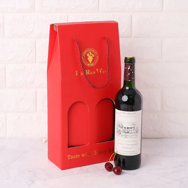 Гофрированная Крафтовая бумага двойная винная бутылка сумка-переноска