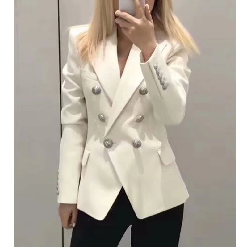 10 18 Осень зима новинка однотонный двубортный приталенный Блейзер из Твила на