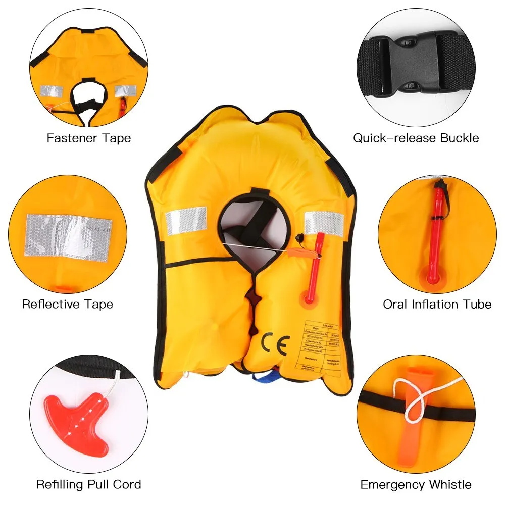 

Inflatable Life Jacket Adult Life Vest Water Sports Swimming Fishing Survival Jacket